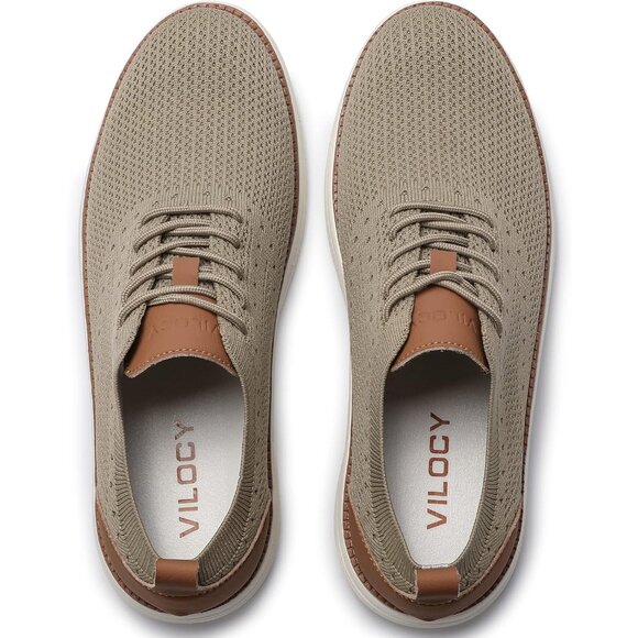 ⚡VILOCY Men's Khaki Casual Dress Oxfords Business Mesh Breathable Sneakers - Picture 7 of 8